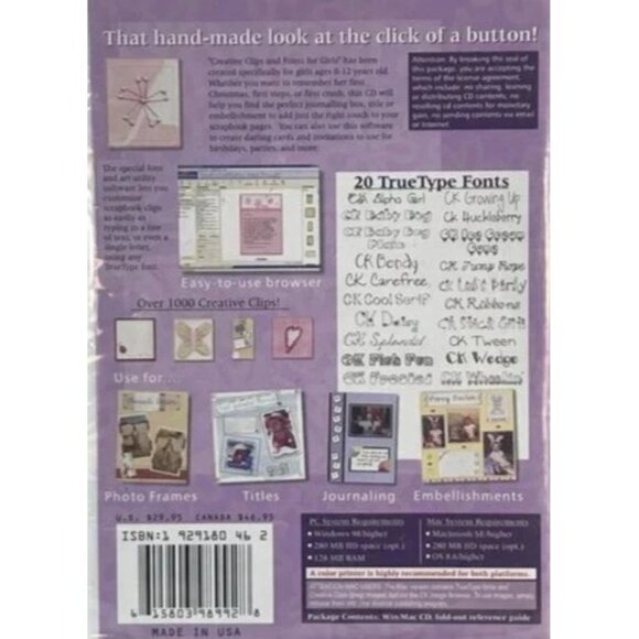 NEW Creating Keepsakes Creative Clips Fonts CD Windows Mac Scrapbooking sealed - Picture 4 of 6